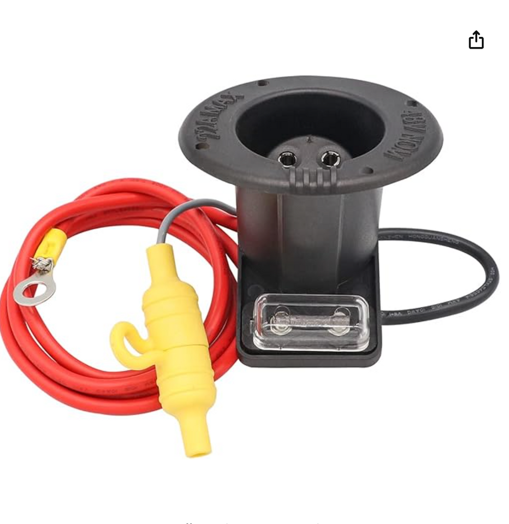 Fuse and Charger Receptacle for Club Car DS Modes, Charging Port with Cord and Club Car Plug, 101802101