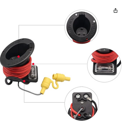 Fuse and Charger Receptacle for Club Car DS Modes, Charging Port with Cord and Club Car Plug, 101802101